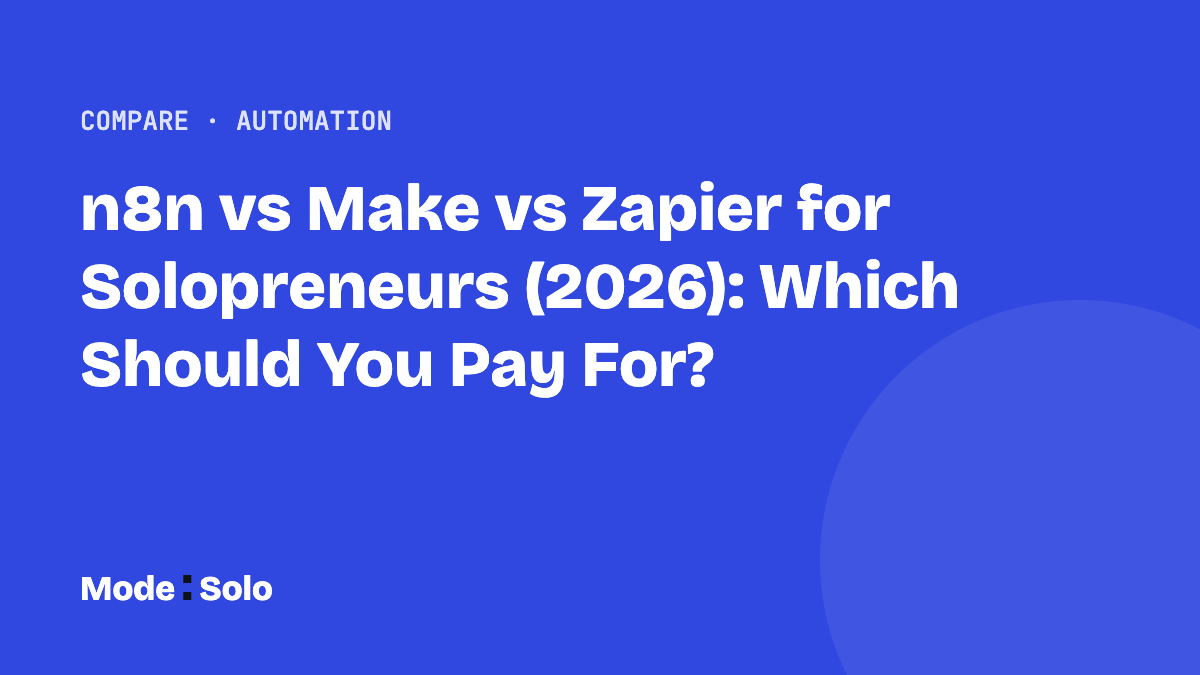 n8n vs Make vs Zapier for Solopreneurs (2026): Which Should You Pay For?